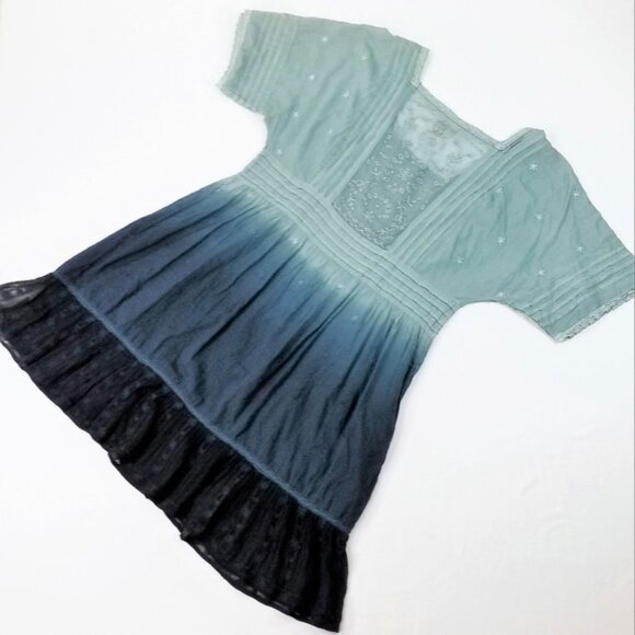 Holding Horses Anthropologie Ocean Dipped Blue Tunic Mini Dress Womens XS NWOT - Picture 8 of 10